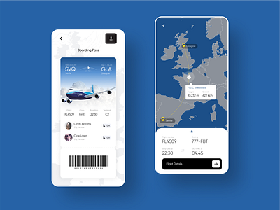 Fly Control Mobile App airline airport app design blue boarding pass clean fly flyer ios app minimal mobile app mobile design plane ticket ui ux