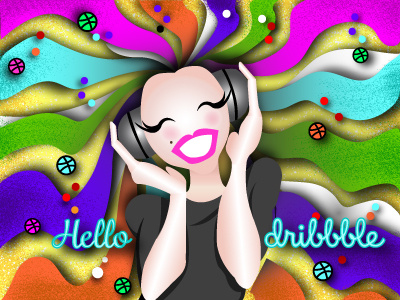 Hello Dribbble colorful design happiness illustration music