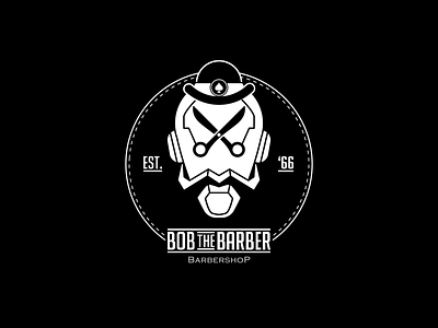 Daily Logo Challenge: Day 13 | Barbershop Logo barbershop blacknwhite bob bob the barber dailylogo dailylogochallenge design flat logo minimal overwatch vector