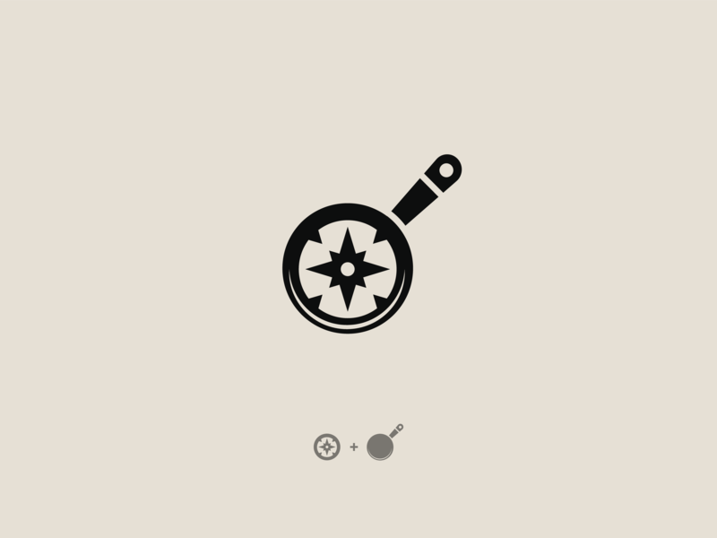 Compass + Frying Pan Logo by Adam Vizi on Dribbble