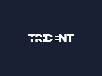 Trident design flat logo marine minimal negative space trident type typography vector wordmark