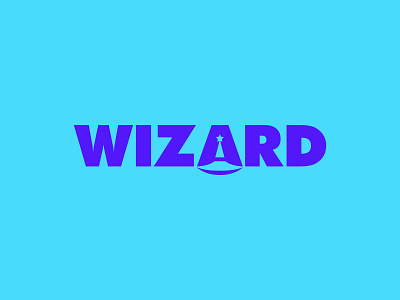 Wizard design flat minimal negative space type typogaphy vector wizard wordmark