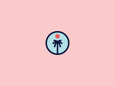 Palm Tree Logo design flat geometric logo minimal palmtree simple logo sun tropical vector