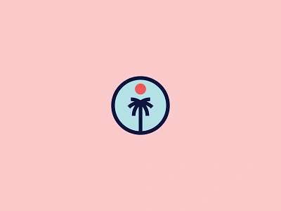 Palm Tree Logo design flat geometric logo minimal palmtree simple logo sun tropical vector