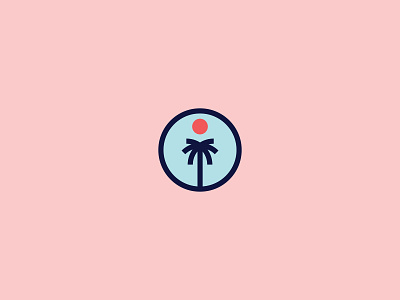 Palm Tree Logo design flat geometric logo minimal palmtree simple logo sun tropical vector