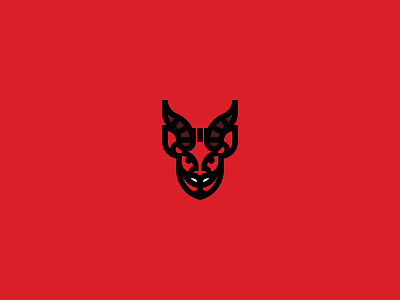 Devil Logo abstract design devil face flat logo minimal red vector