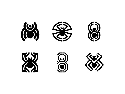 Spider Logo Exploration 8 abstract animal logo arachnid design exploration flat geometric grid logo minimal octagon spider square vector