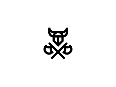Viking abstract axe design helmet horns logo minimalist simple vector viking