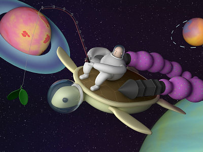 Turtle Space Guy 3d astronaut c4d cinema 4d planet rocketship space turtle