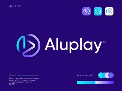 A + P for Aluplay | modern logo design abastact app logo design best logo design best logo designer branding gradient graphicbooss logo minimal modern logo multimedia music logo music player player logo production house song tech logo technology video player wordmark