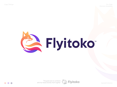 Flyitoko Logo Design | Modern Logo Design (unused) best logo design best logo designer brand identity branding browser colorful colorful logo flat fox gradient logo logo design logotype minimal modern logo negative space network technology trendy wings