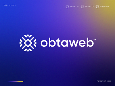 Letter O + W + Code | Obtaweb Logo Concept (unused) blockchain brackets branding code coding develop devlopment digital agency fintech fullstack gradient letter o letter w logo logo design modern logo software tech technology technology logo typography