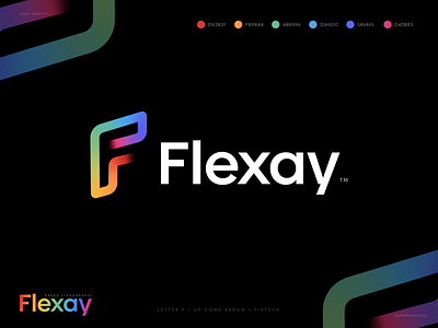 Flexay Branding - tech company colorful f letter logo finance fintech it logo letter mark monogram logo logo design logo designer software logo startup logo tech tech company tech logo technical techno technologies technology technology icons technology logo