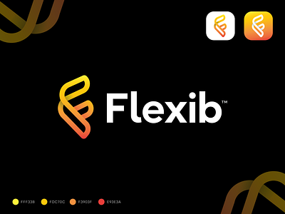 Letter F for flexib logo design . fintech company branding