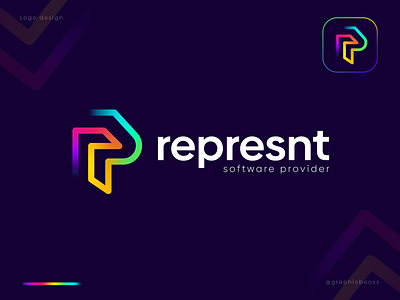 Represnt - SAAS App Logo Branding app logo b2b branding branding agency design fintech app logo fintech logo gradient logo letter mark monogram logo logo branding logo design operator p logo r logo saas app logo saas logo software provider tech logo technology