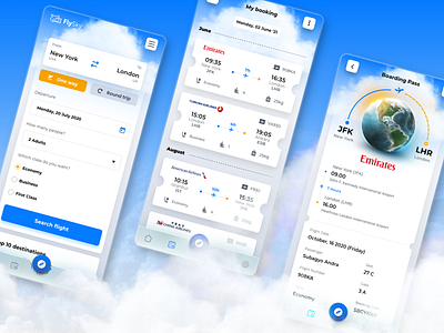 Travel App UI aero air aircraft airports app booking flights fly journey mobile organiser plane sky ticket tickets travel trip trips ui ux