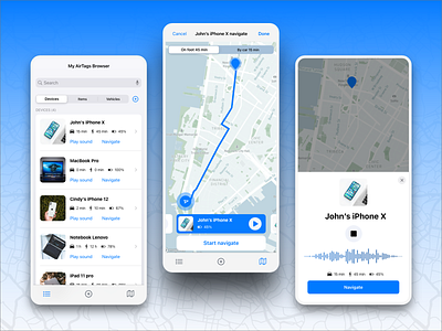 AirTag App UI air airtag app apple follow gps item location navigation spy tag ui ux