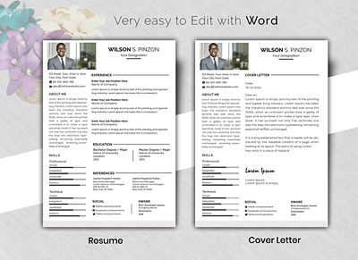 Resume / CV template with Cover letter clean cover design cv cv design cv template design employee employee engagement graphic design job application job listing jobs research resume resume clean resume cv resume design resume template work