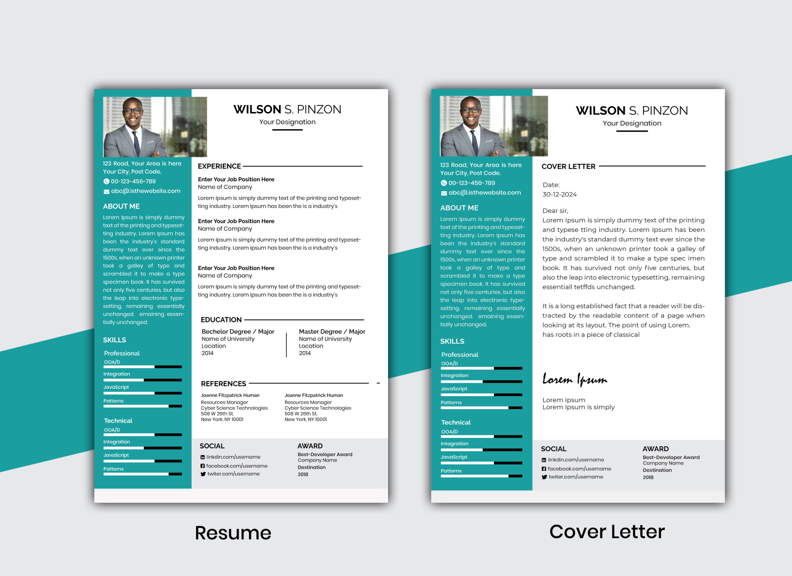 Resume / CV template with Cover letter by M M Rahman Sumon on Dribbble