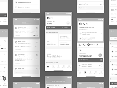 Language Course Mobile App Wireframe