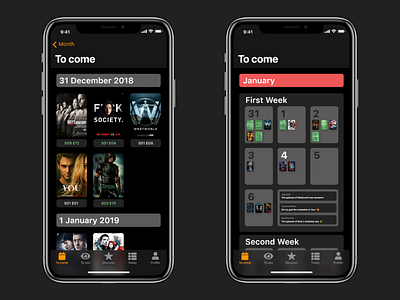 TV Shows App | To come Tab app design ios iphone tv shows ui ux