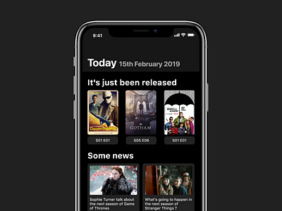 TV Shows App | Today Tab app design flat ios iphone tv shows ui ux