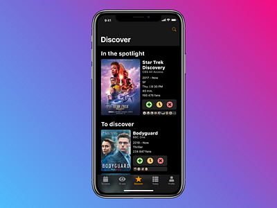 TV Shows App | Discover Tab app design flat ios iphone tv shows ui ux