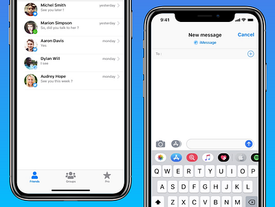 iOS 13 Message App - Friends Tab app design flat ios iphone ui ux