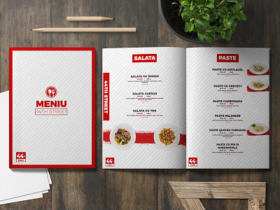 Menu Design - 44th Street branding design flat illustration logo typography vector