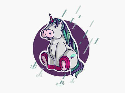 Sad unicorn adobedraw art artwork design illustration illustrator rain sad sad unicorn unicorn vector vector illustration