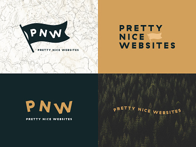 Pretty Nice Websites - Logo variations agency branding business flag illustration logo