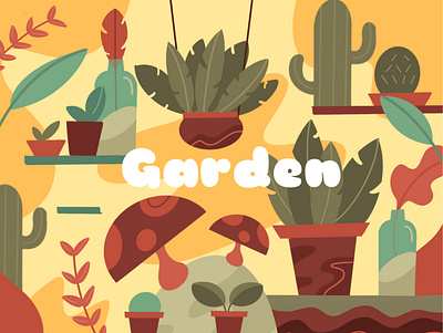 Garden cactus garden gardening illustration plants