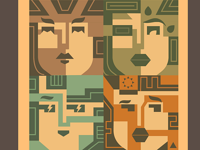 Geometric Faces colors faces geometric illustration illustrations