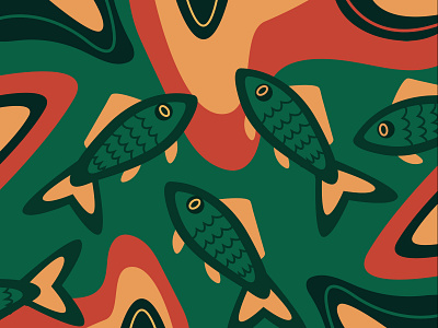 Abstract Underwater abstract colorful fish illustration underwater