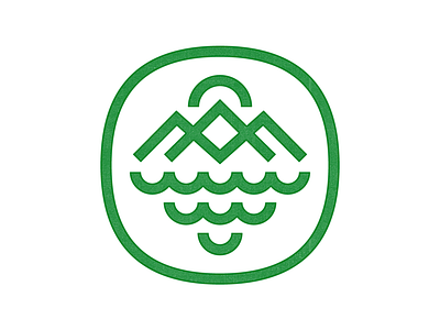 Outdoorsey Mark illustration logo mark mountains nature outdoors sun thick lines water