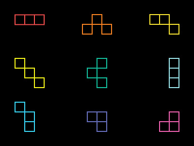 Modular Symbols blocks flexible identity logo tetris