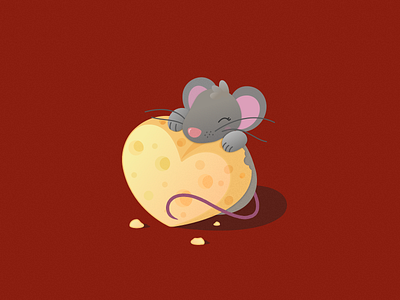 V-Day Mouse 2d affinity designer cheese cute dribbleweeklywarmup illustration love mouse valentines vector year of the rat