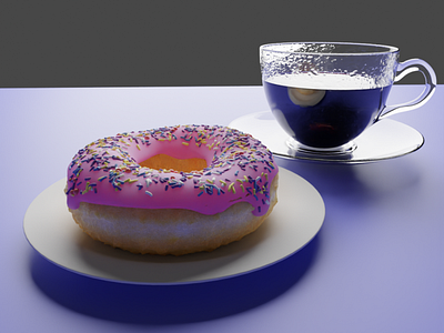 Blender Doughnut and Coffee 3d 3d art blender blender3d blendercycles breakfast coffee donut doughnut