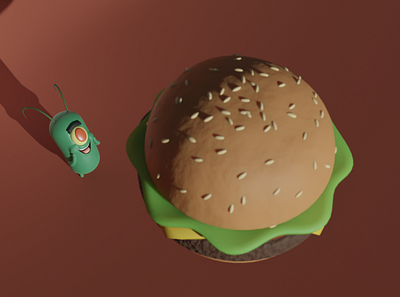 Happy Plankton 3d blender blender3d burger cartoon krabby patty plankton spongebob spongebob squarepants