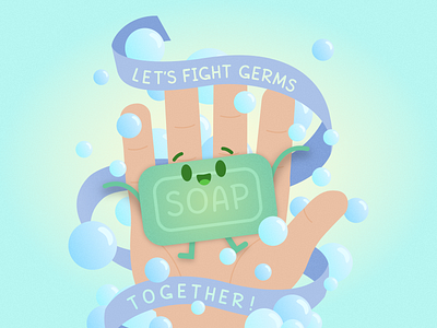 Fight Germs with Soap 2d affinity designer bubbles cartoon character children coronavirus covid19 cute dribbbleweeklywarmup illustration soap suds vector