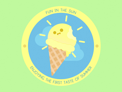 Sun Cone affinity designer badge cute ice cream icon summer sun vacation vector