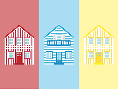 Costa Nova Houses costa nova flat illustration house houses illustration minimalist vector