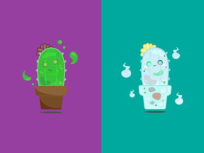 Ghostly Cacti cacti character cute dead ghost halloween illustration plant spirits spooky vector
