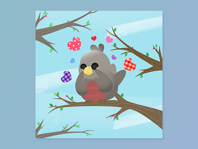 Love Bird affinity affinity designer bird cute hearts illustration love spring tree branches valentine vector