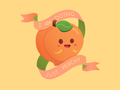 Just Peachy affinity designer cute food fruit illustration okay peach pun redbubble society6 teepublic vector