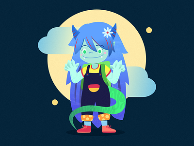 Monster Girl 2d affinity designer character children cute illustration monster vector vectorart