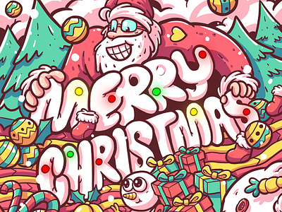 Merry Christmas Day christmas cute doodle illustraion merry xmas santaclaus
