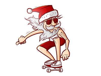 Jingle Bell Rock character christmas illustration noel santa claus skate