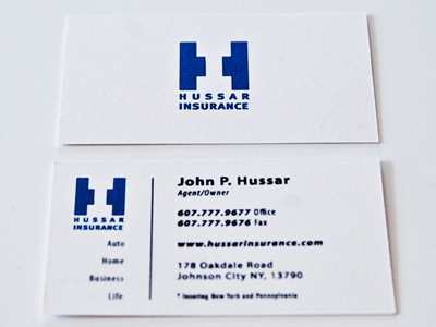 Hussar Insurance Logo & Business Card branding business card logo