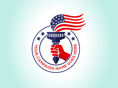 USA flag on Torch branding design illustration logo vector